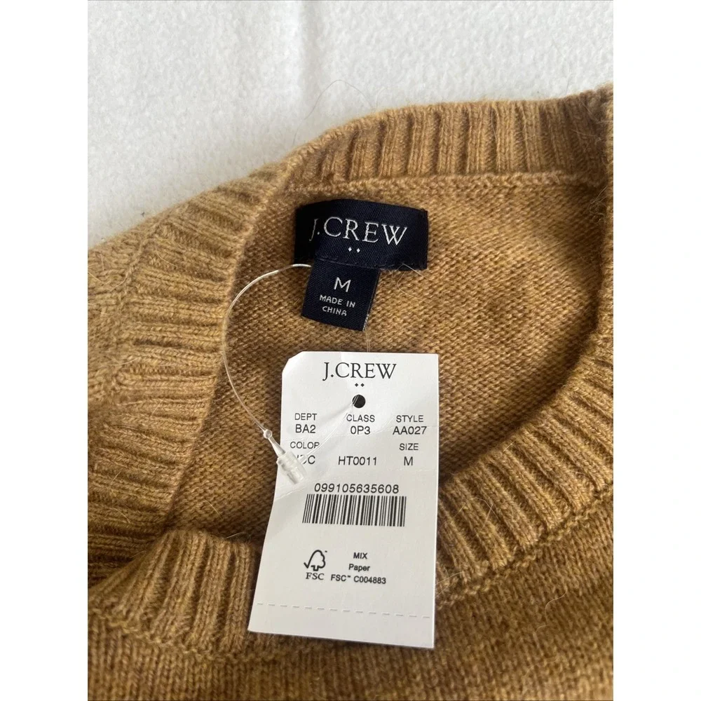 J.Crew Mens Lambswool Blend Crewneck Sweater Brown AA027 Size M NEW